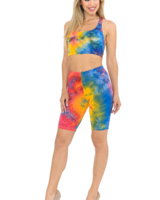 2 Piece Summer Shorts and Bra Top Set - Multi Color